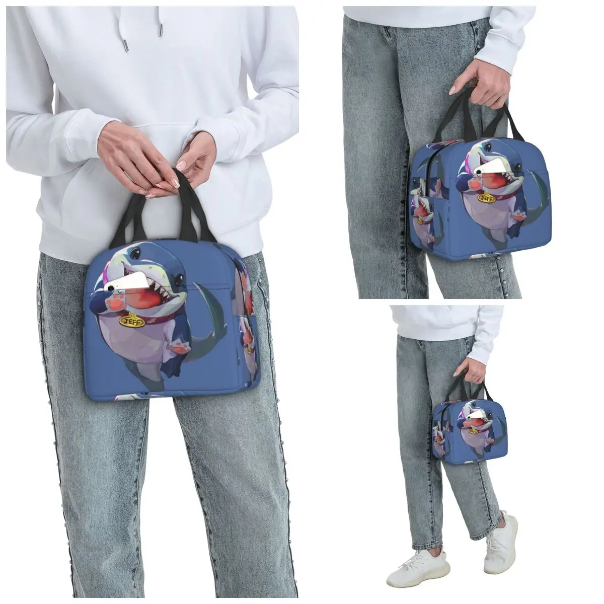 Jeff The Land Shark Insulated Lunch Bag for Kids School Cooler Thermal Food Box Tote Portable Lunch Boxes Container