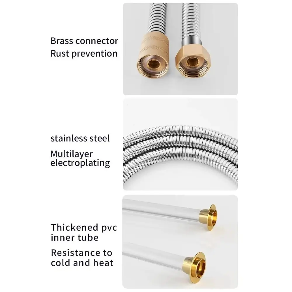 Mangueira de cabeça de chuveiro portátil, substituição de 1.5/2/3m, spray de pvc, tubo de água, anti-enrolamento, flexível, tubo de extensão de chuveiro, banheiro