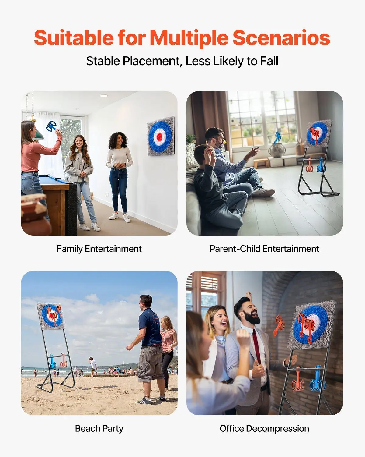 مجموعة رمي الفأس المحمولة مع 8 محاور رمي إطار فولاذي وهدف شعيرات بلاستيكية معيارية لألعاب الحدث والساحة