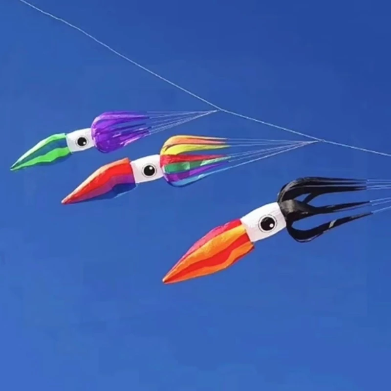 소프트 카이트 3m 오징어 카이트 윈드삭 야외 장난감 립스탑 나일론 원단 카이트 펜던트 플라잉 대형 카이트 테일 세르프 볼랑 어린이 링