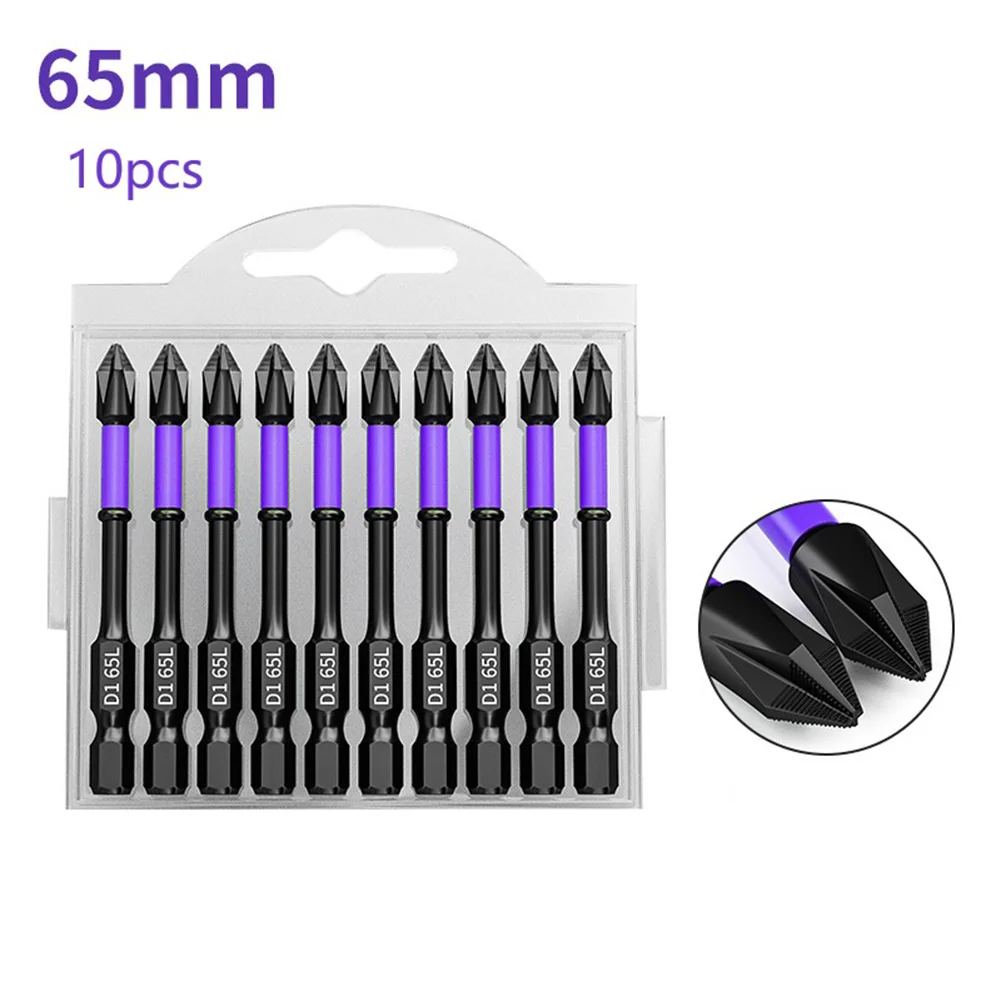 10pcs Non-Slip PH2 Magnetic Batch Head Cross Screwdriver Bits Hardness Impact Drill Screwdriver Bit