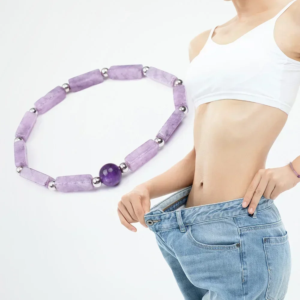 Amethyst Body-purify Slimming Bracelet Natural Amethyst Bead Energy Bracelets for Women Used To Relieve Fatigue Lose Weight Gift