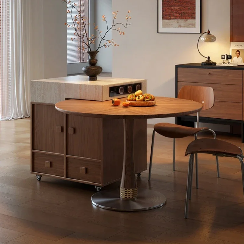 Medieval style dining side cabinet, advanced kitchen bar table, round table, small apartment furniture