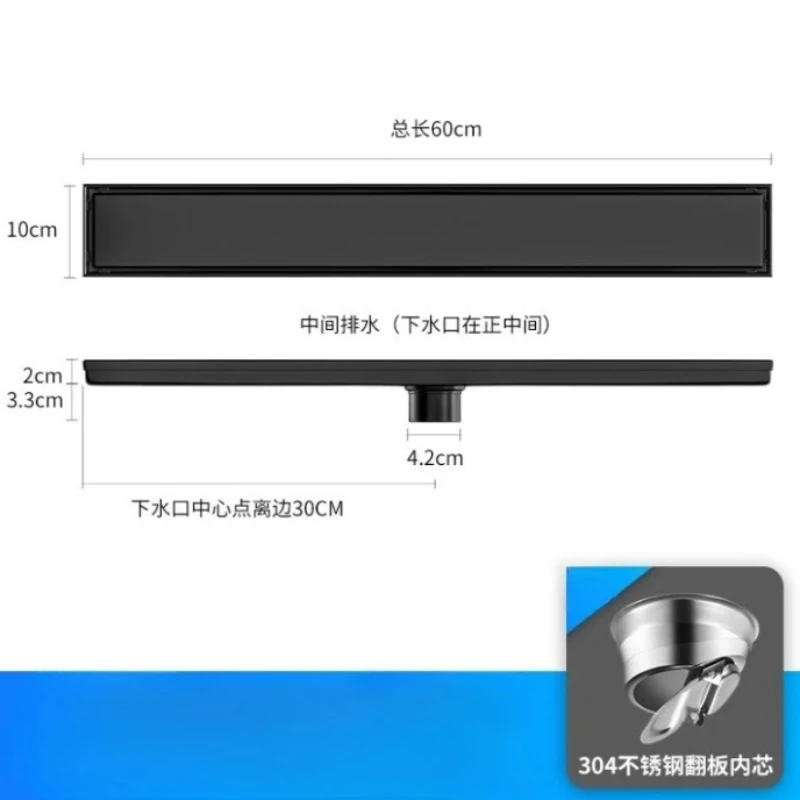 304-stainless-steel-hidden-long-floor-drain-gold-10x60cm-engineering-hotel-shower-room-long-anti-odor-invisible-floor-drain
