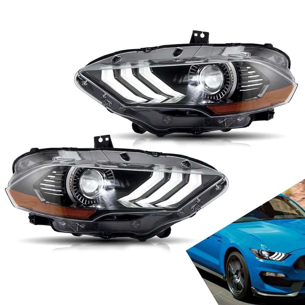 LED Headlights For Ford Mustang 2018-UP Headlamp Assembly with DRL Sequential Turn Signal Car Accessories