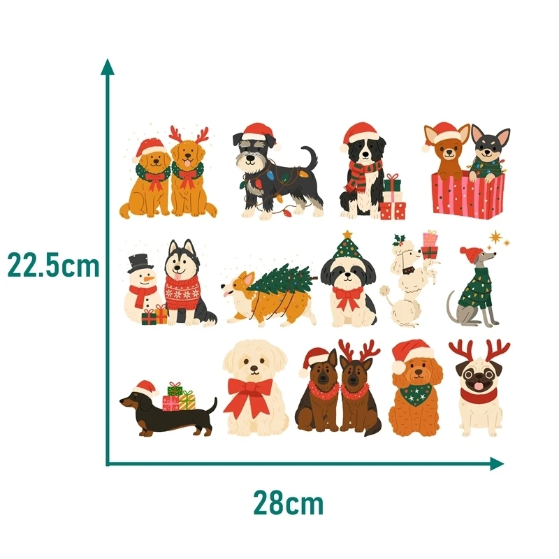 25 سنتيمتر الكرتون عيد الميلاد الكلب ملصقات نقل الحرارة DTF الحديد على نقل بقع للأطفال الكبار الملابس الديكور #3