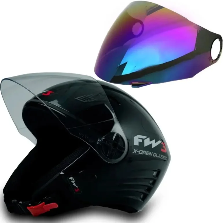 Helmet Fw3 X Open Classic Black 60 + Chameleon Visor