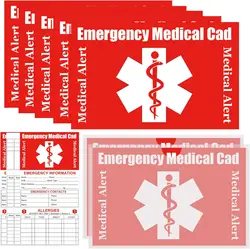 Medication List Wallet Card Emergency Contact ID Card Folding 10 Pack with 10 Card Sleeves Medical Identification Tags