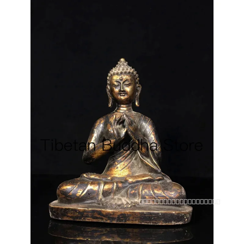 

24cm pure copper statue of Shakyamuni Buddha, antique bronze artifact, hidden Buddha