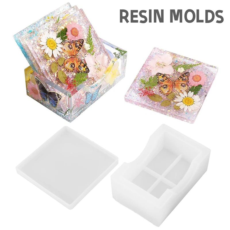 Square Resin Molds, Thickening Silicone Coaster Epoxy Molds Coaster Molds For Resin Casting, Cups Mats, Home Decoration