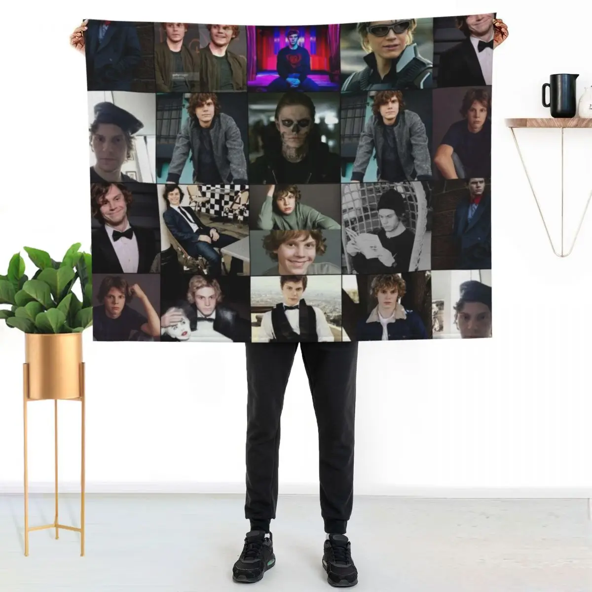 Evan Peters Photo Collage Art Throw Blanket Easy Care Comfortable Blanket for Couch
