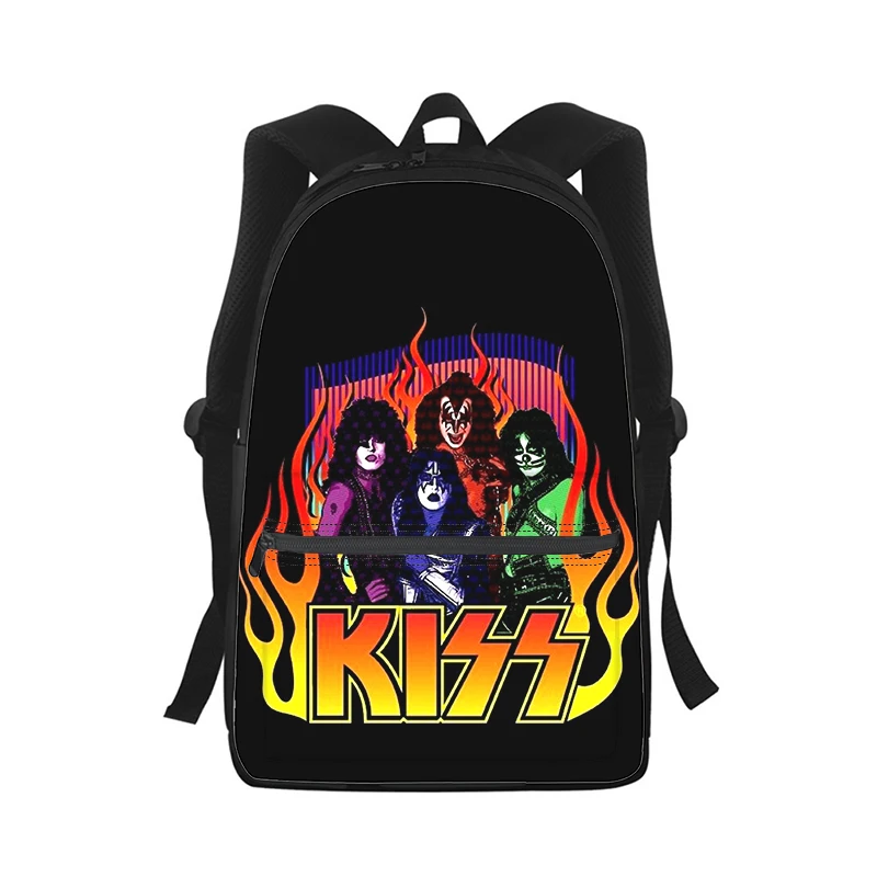 Kiss Band-mochila con estampado 3D para hombre y mujer, bolso escolar para estudiantes, mochila para ordenador portátil, bolso de hombro de viaje para niños