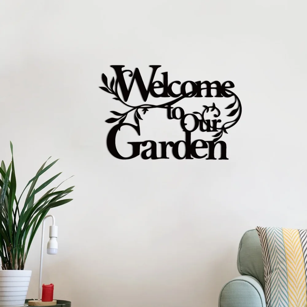 Quality Wall Hanging Welcome To Our Garden Sign Metal Welcome Garden Garden Wall Sign Iron Art Garden Sign Garden