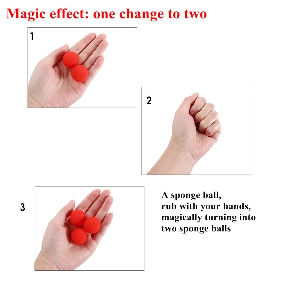 10 PCS Finger Sponge Ball Magic Tricks Classical Magician Illusion Comedy Close-up Stage Card Magic Accessories 2.5/3.5/4.5CM