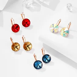 Pendientes de aro con cristales clásicos para mujer, aretes colgantes, joyería de fiesta, regalo, 14mm