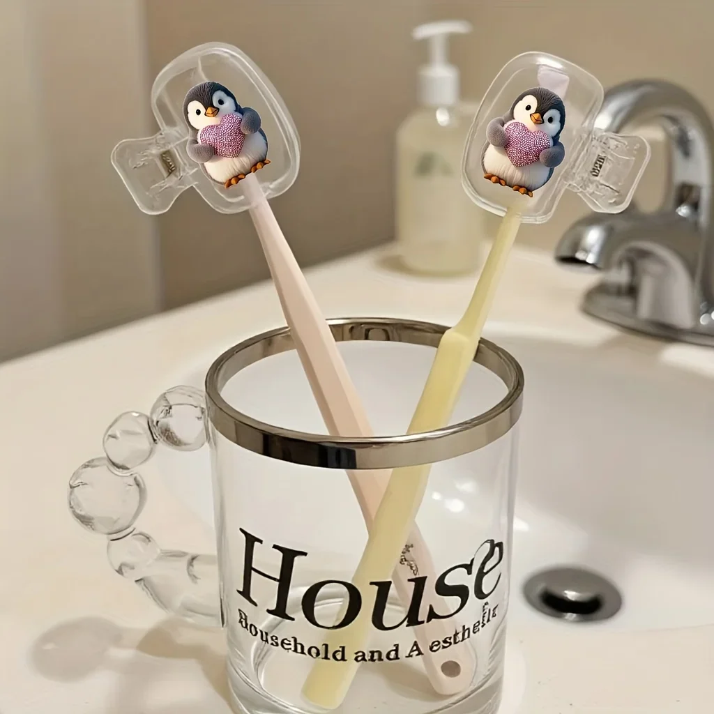 2pcs Penguin Toothbrush Head Covers Essential Small Items for Student Dorms and Travel Suitable for Home and Business Travel