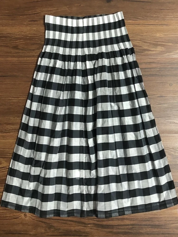 하이웨이스트 A라인 미디 스커트 플래드 유로 오간자 슬리밍 아티스틱 여성 여름 우산 스커트 f 바디 스커트