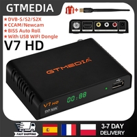 GTMEDIA V7 HD DVB-S/S2/S2X Satellite Receiver Support Ccam AVS+BISS Auto Roll Full PowerVu With USB Wifi Antenna PK GTM V7 S2X