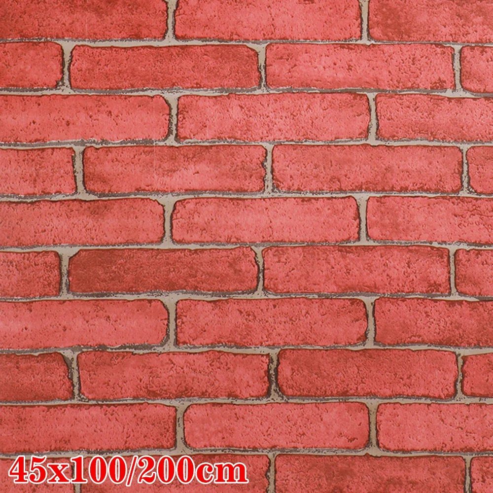 

45cm*1/2m SelfAdhesive Wall Brick Stone Rustic 3D Wall Sticker Home Paper 3D Visual Effect PVC Stickers