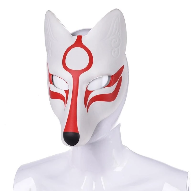 Pu レザー日本の歌舞伎キツネキツネマスク日本アニメコスプレハロウィンパーティー衣装小道具弾性ベルト