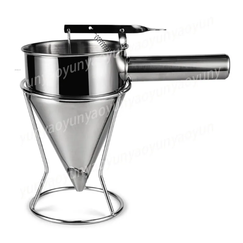 Stainless Steel Large Funnel, Handheld Batter Dispenser for Egg Burger, 0.8cm Spout with Stand