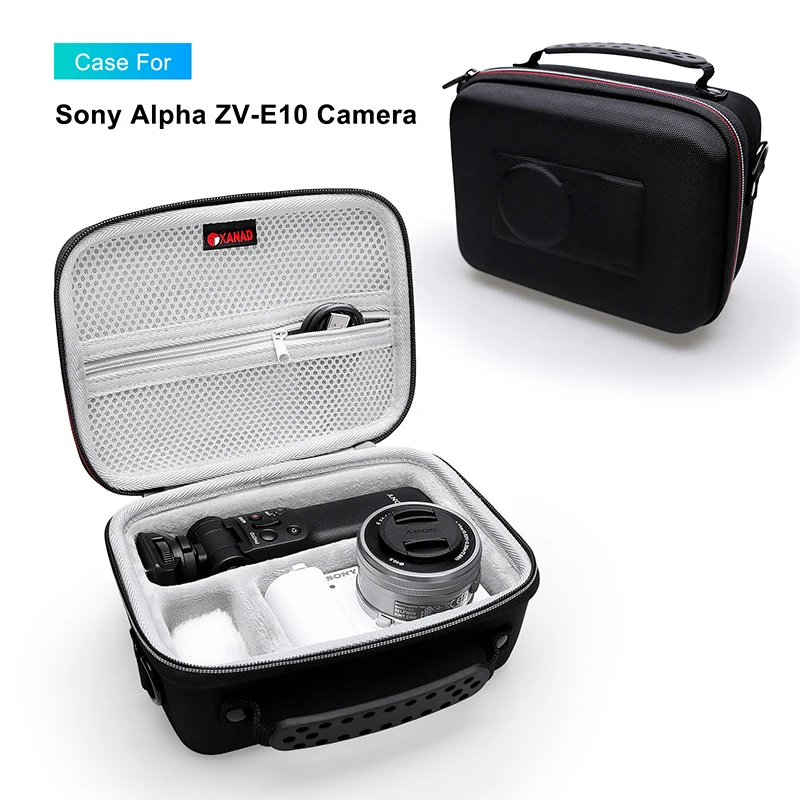 XANAD Estuche rígido EVA para cámara Sony Alpha ZV E10 compatible con kit de accesorios Vlogger Bolsa de almacenamiento para transporte de trípode y