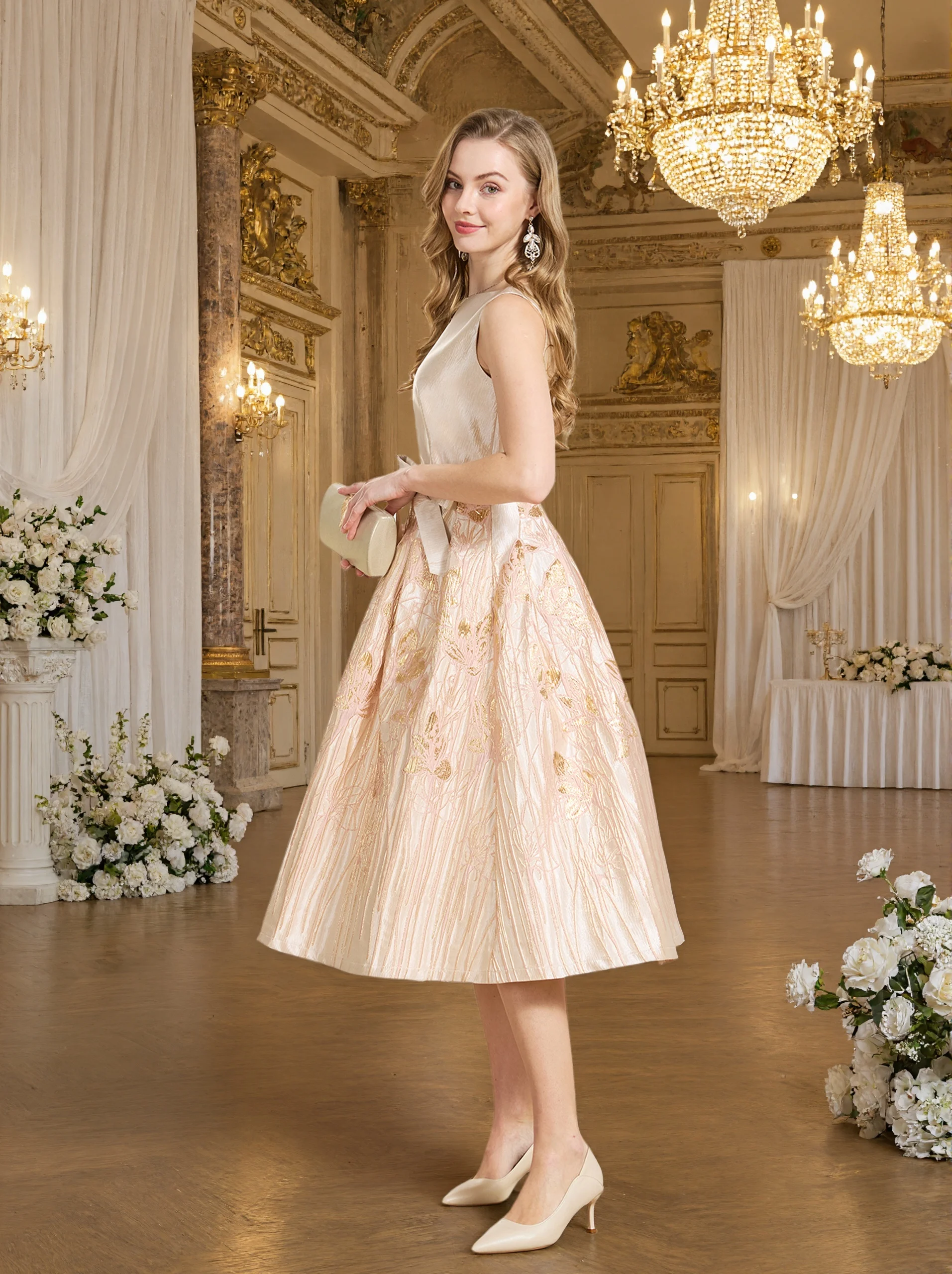 DEVCHATA Elaborate Luxury Party Dress Elegant Detailed Floral Work Perfect for Special Occasions view 6
