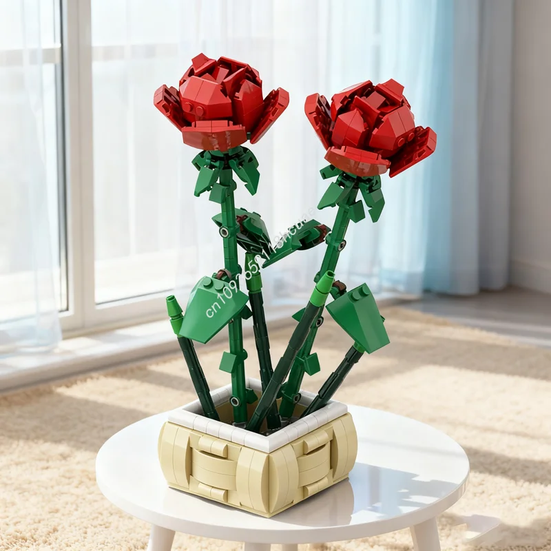 

574pcs MOC Rose A Pot Iconsed Model Building Blocks Construction Toy Assemble DIY Creative Idea Kids Christmas Gift Birthday