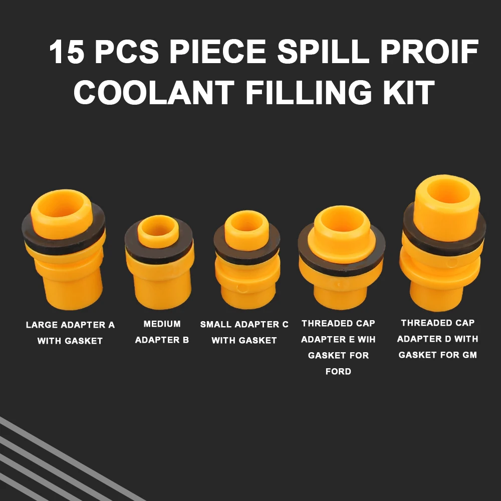 Plastic Filling Funnel Spout 15Pcs/Set Spill Proof Coolant Filling Kit Fit Universal Vehicles