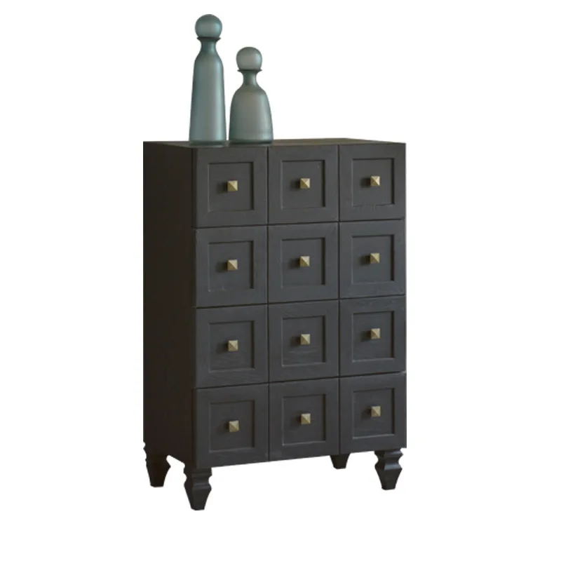 

Bucket cabinet Solid wood American simple storage Storage against the wall Small cabinet Bedroom living room Drawer side