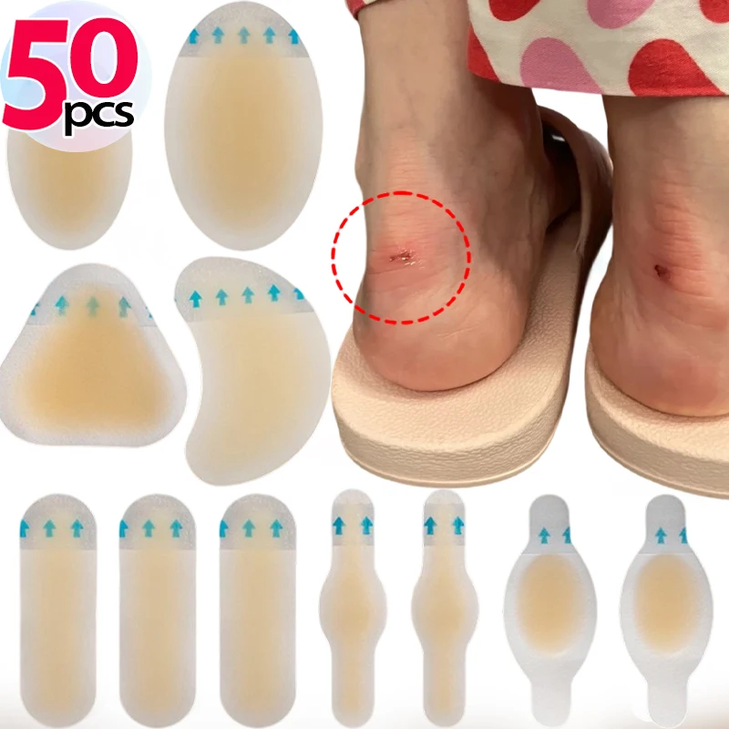 

1/50Pcs Self-adhesive Gel Heel Patches Anti-wearing Invisible Blister Pads Hydrocolloid Shoes Stickers Pain Relief Plaster