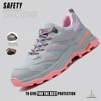 Zapatos de seguridad transpirables para mujer, zapatillas protectoras ligeras para senderismo, puntera de acero, zapatos de trabajo de seguridad indestructibles resistentes al desgaste