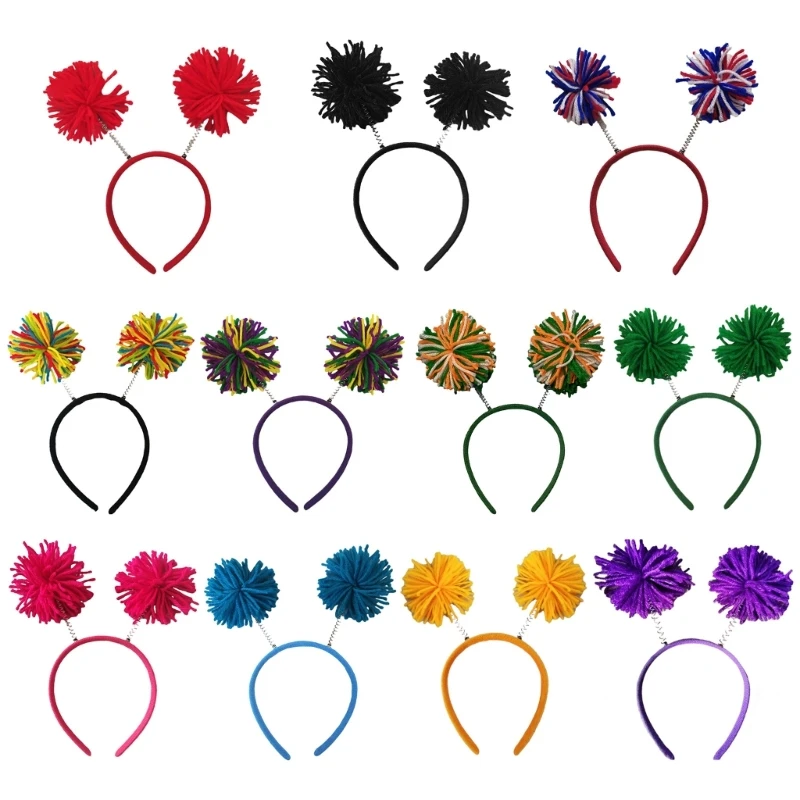 Adult Rainbow Pompoms Hairband Live Broadcast Hairband Festival Headband Dropship