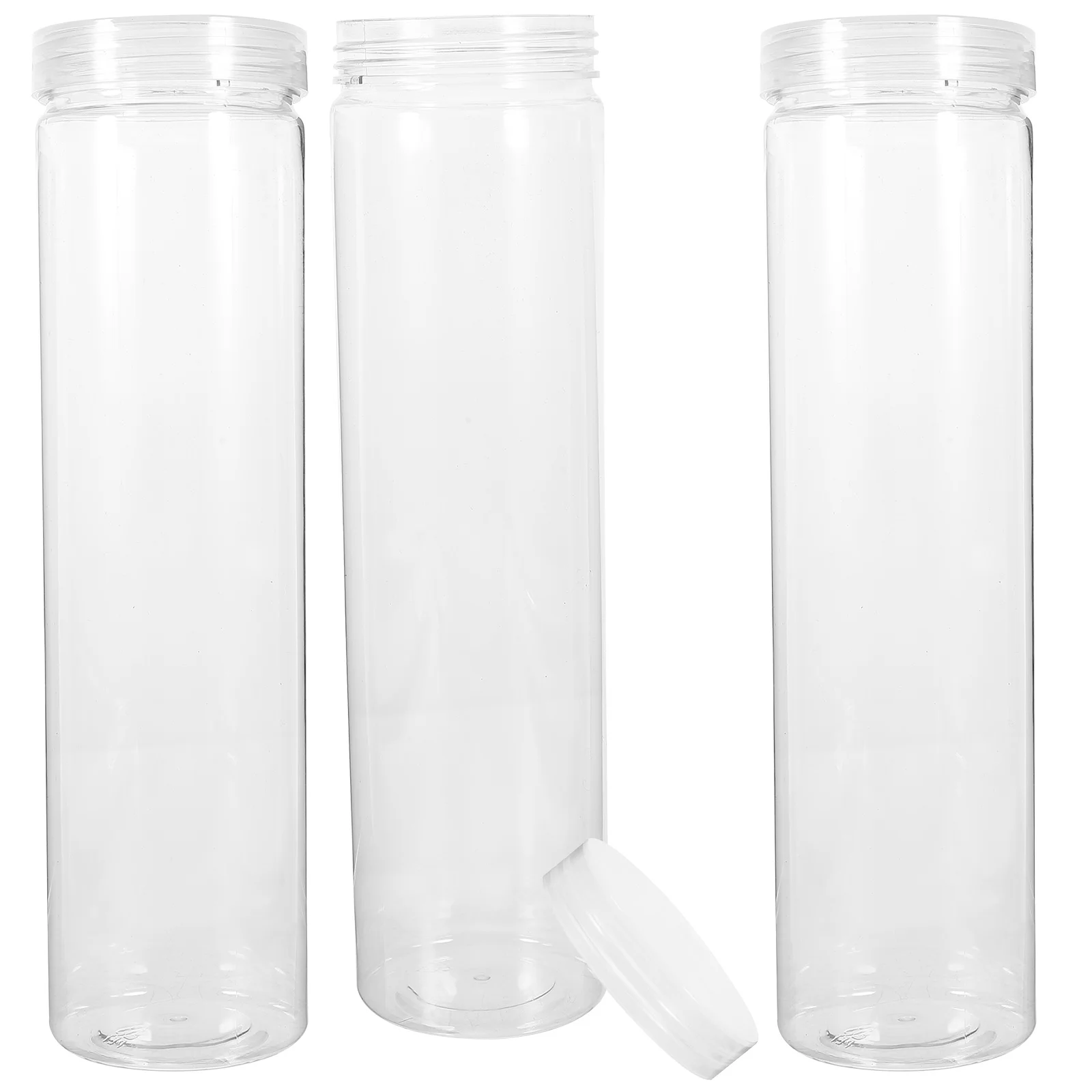 

3 Pcs Round Storage Tank Clear Jar Flour Container Cereal Containers Rice Dispenser Empty Plastic Jars Airtight Food