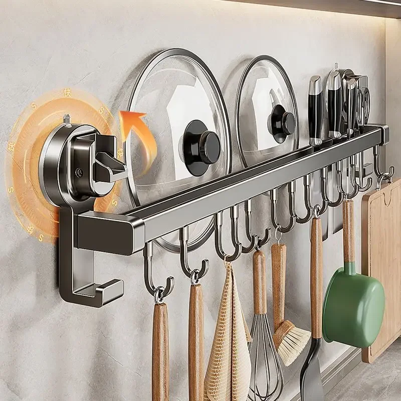 Kitchen Organizer Hooks Suction Cup Utensil Shelf Cutting Board Spoon Lid Storage Rack Dishcloth Holder Kitchen Accessories