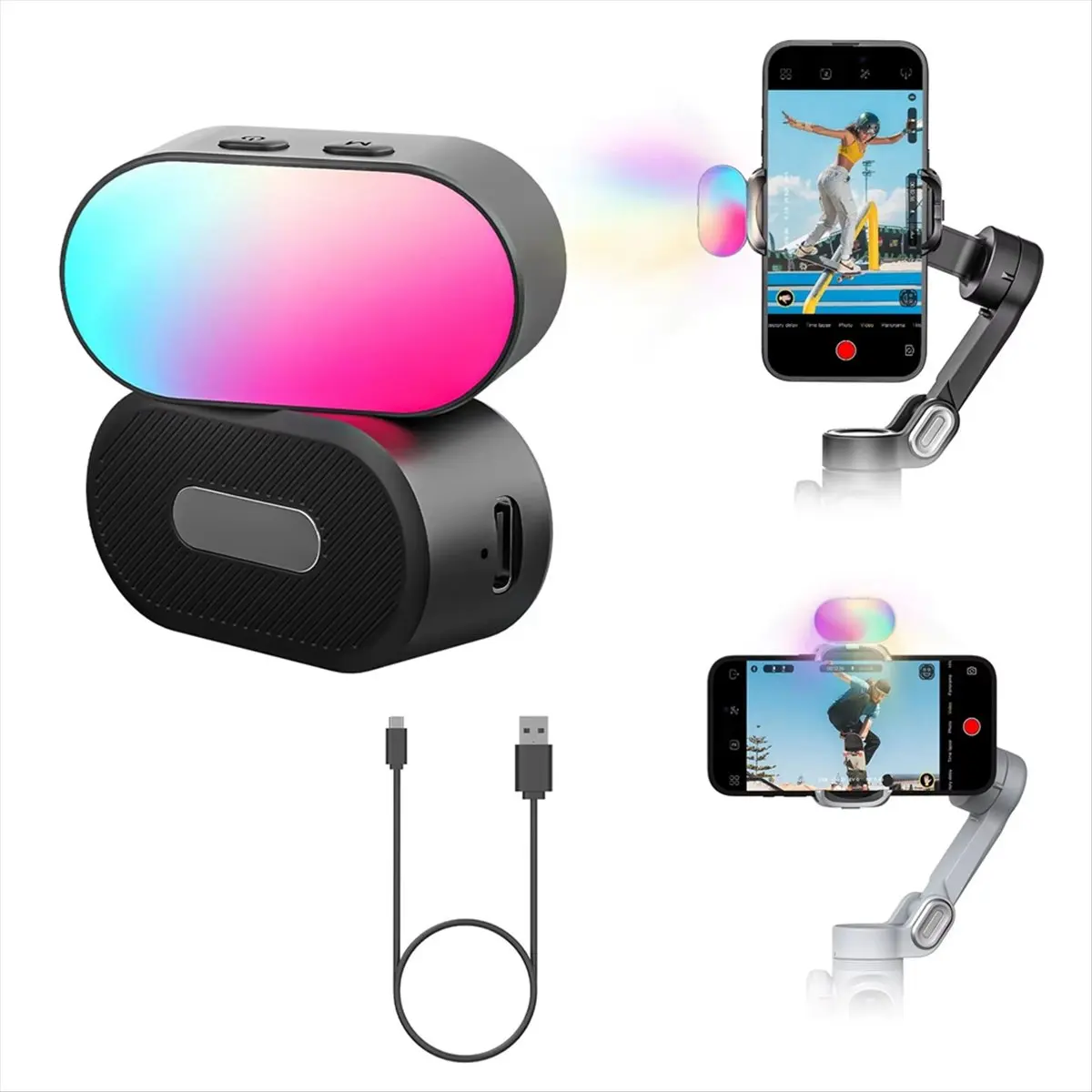 ضوء ملء مغناطيسي RGB لتصوير الفيديو Gimbal LED 3-Speed 7-Color قابل للتعديل تأثير الضوء #5