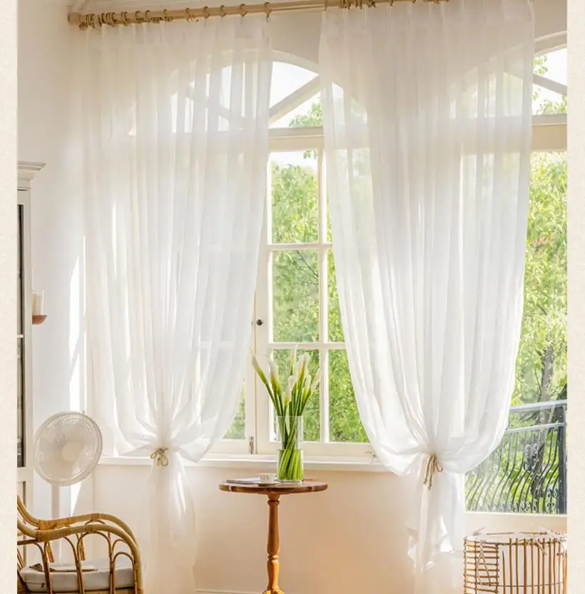 Solid White Yarn Curtain Window Voile Tulle Curtains For Living Room Kitchen Modern Window Treatments Voile Curtains Cortains