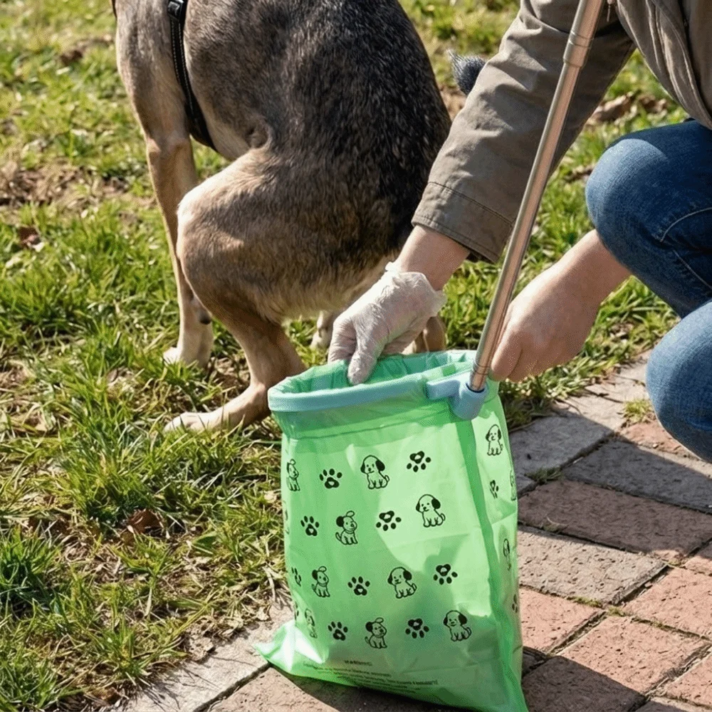 Retractable Dog Poop Scooper Non-Contact Long Handle Dog Poop Catcher Scalable Foldable Dog Waste Picker Dog Walking
