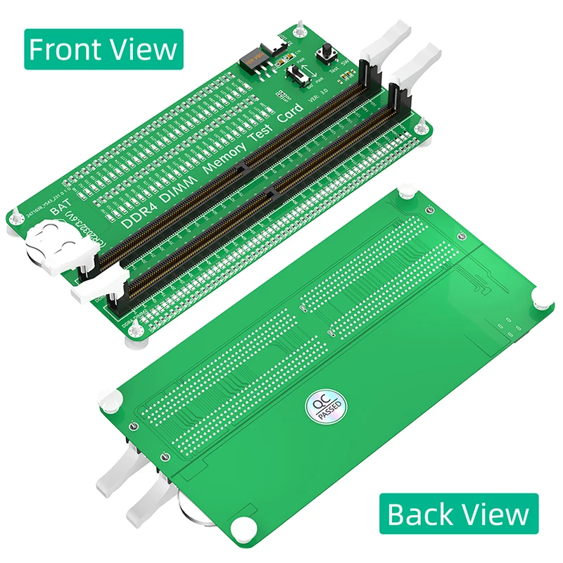 

2x DDR4 DIMM Memory RAM Test Diagnosis Adapter With LED Indicators Desktop Computer Motherboard Memory Slot Long Latch Test Card