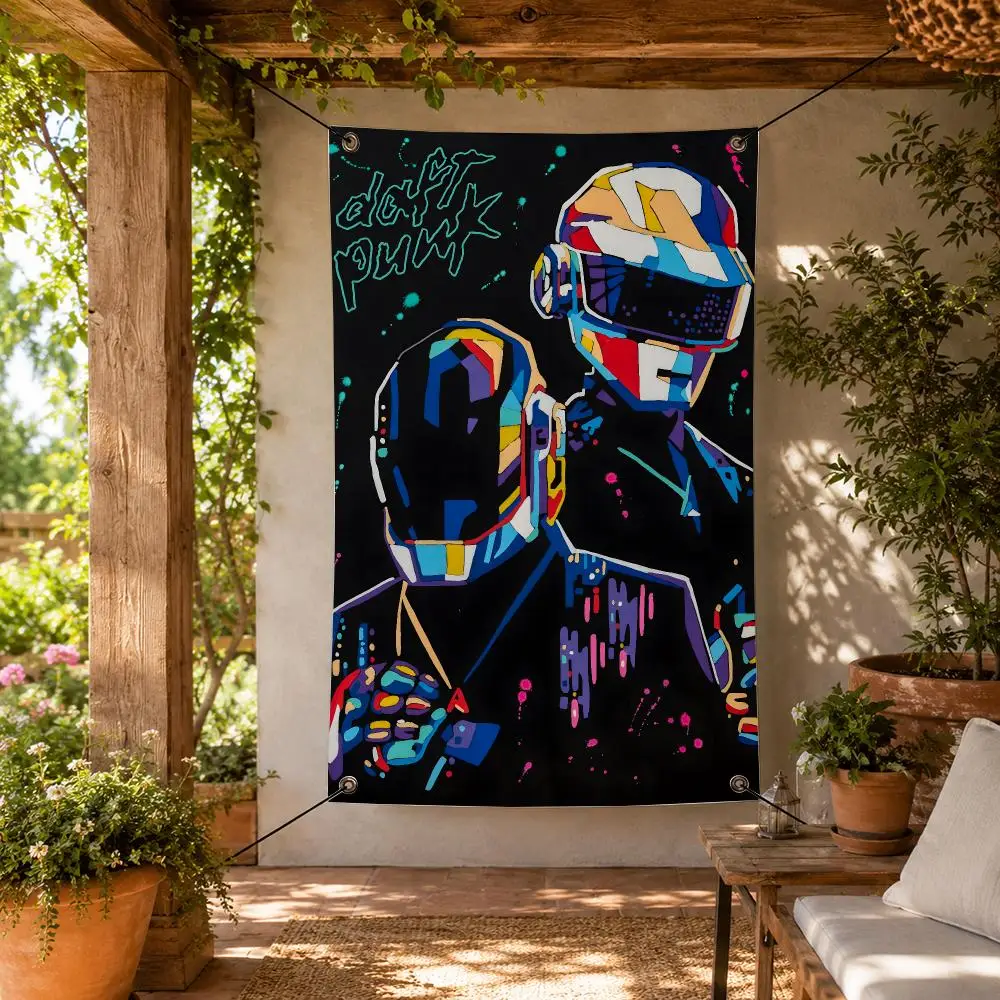 Band D-Daft Punk Flags Decorative Flag Banner for Indoor Outdoor Wall Garden Yard Porch Patio Home Party Decor