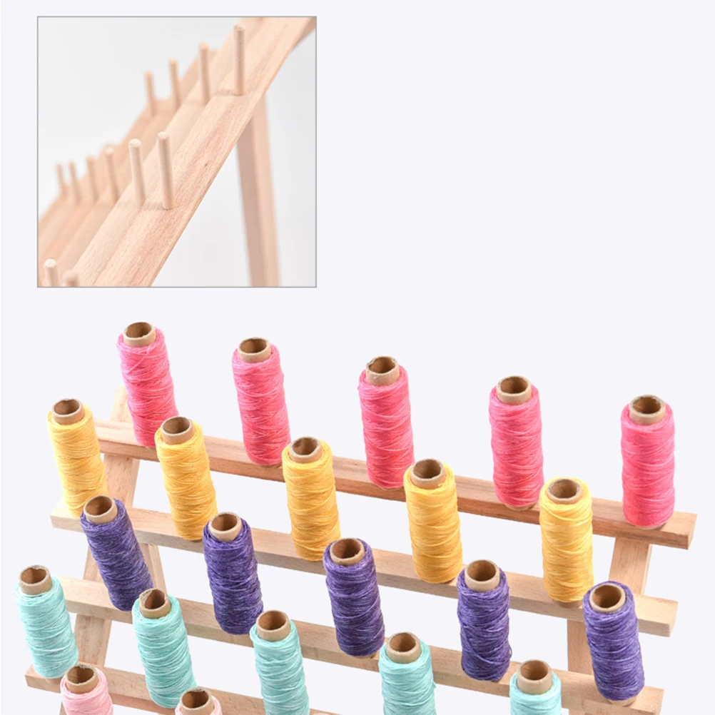

30 Spool Beechwood Thread Stand Holder Foldable Sewing Storage Rack For Embroidery Quilting Organizer Wall Mountable Thread Rack