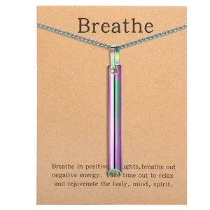 스테인레스 스틸 신중한 호흡 목걸이, 불안 완화 품목 불안, 스트레스, 공황 명상 도구를위한 목걸이 10 최고의 판매 불안 목걸이 -8