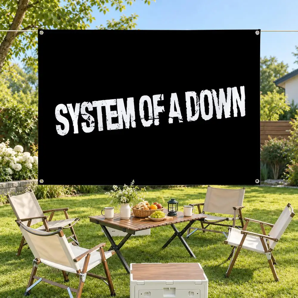Band System of a Down Flags Modern Fabric Banner Pennants Bedroom Garden Party Birthday Wall Ornament Decor