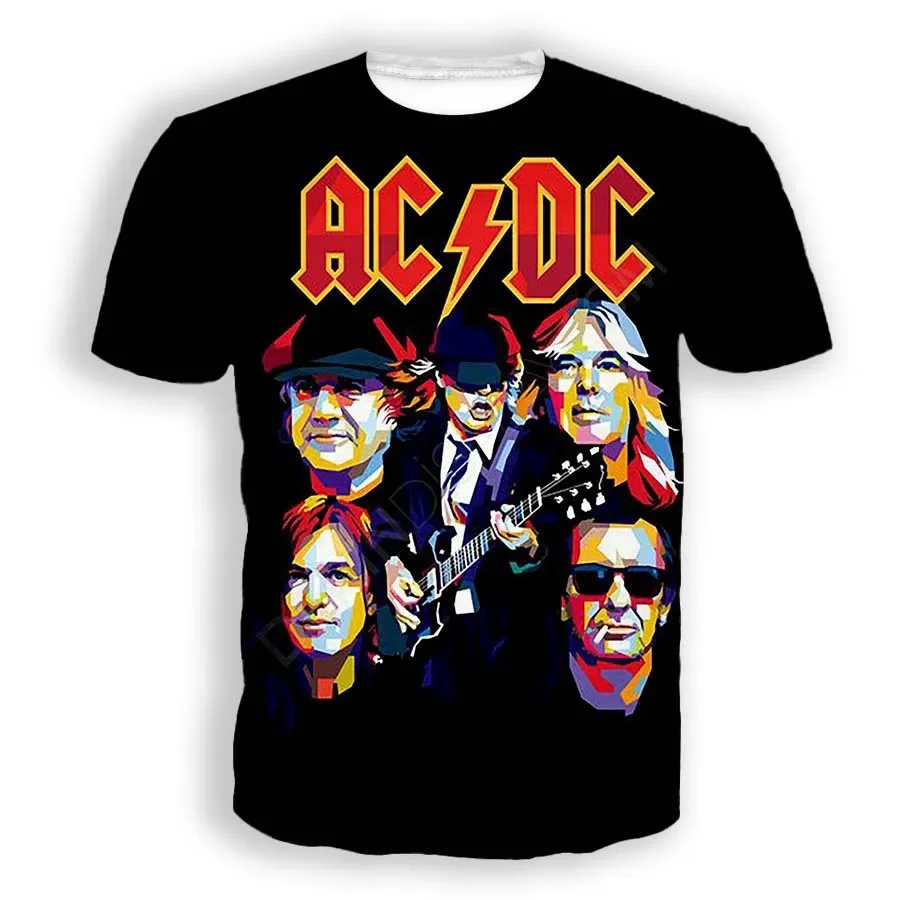 

Summer Rock Band AC/DC T-shirt Print 3D Men's and Women's Short Sleeve T-shirt Oversized Harajuku Hip Hop T-shirt for Kids