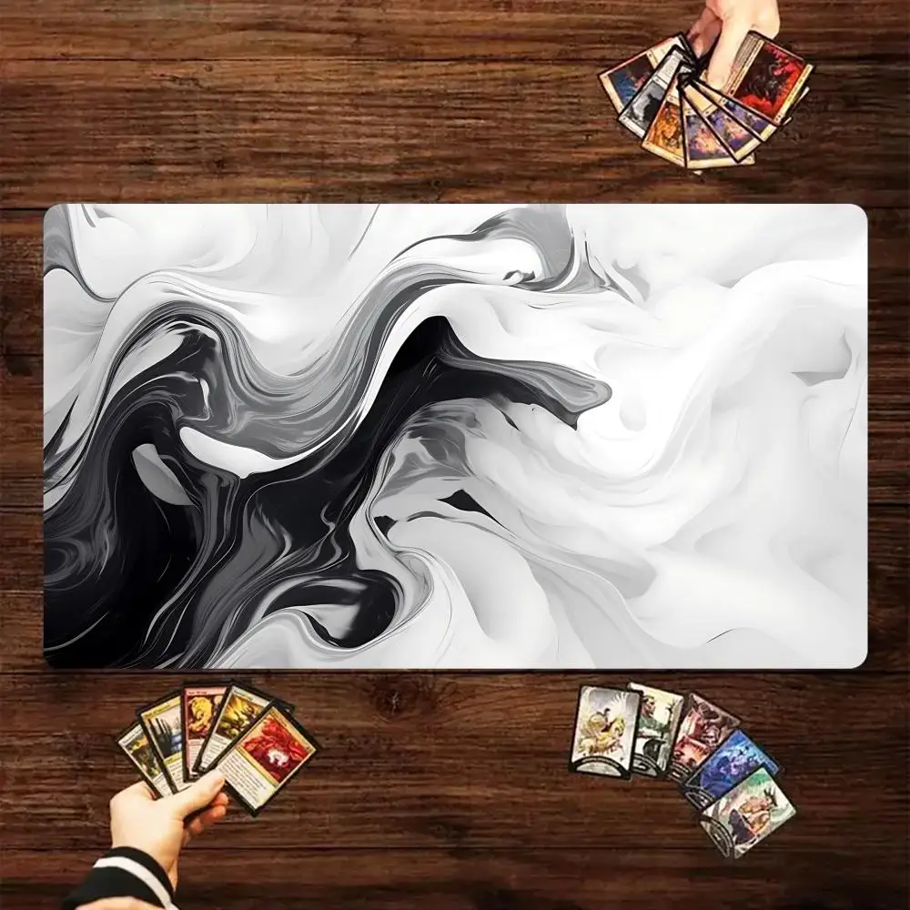 

Black and white art fluid MTG Playmat Magic Card Battle Mat 35X60CM Desk mat tapete magic mtg Non-Slip Durable Stitched Edge