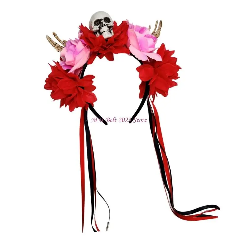 49me Halloween Skeleton Hand Flower Skull Bandons Practical Resin Hair Accessory For Kids Adults Supply