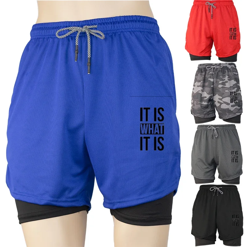 

Мужские летние шорты для спортзала 2 в 1, двухслойные, быстросохнущие, для бега, тренировок, спортивных тренировок, одежды для фитнеса, шорты, новые