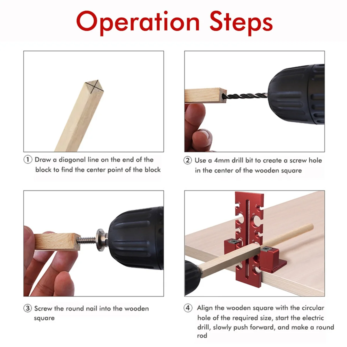 Dowel Maker Jig Kit 7-18mm Adjustable Dowel Maker Cutter 12 Holes Aluminum Alloy Woodworking Tool Round Rod Sticks Jig