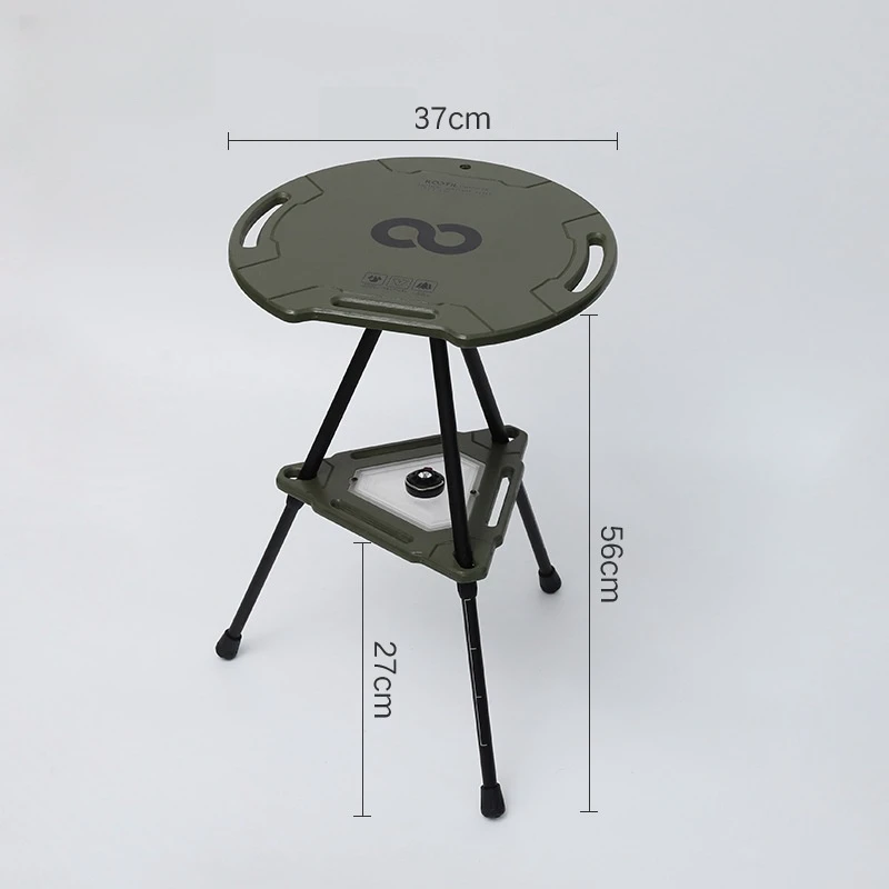 Outdoor Camping Tactical Table Bucket Holder Folding Mini Table Multifunctional Liftable Round Table Picnic Leisure Tea Table