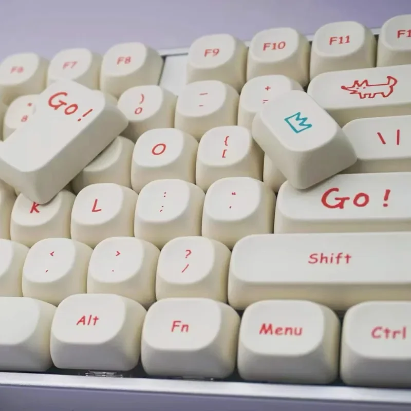 MOA Cute Round Keycaps PBT Dye Sublimation Graffiti Keycaps Compatible 61.64.68.84.87.96.98.104.108 Mechanical Keyboard Keycaps